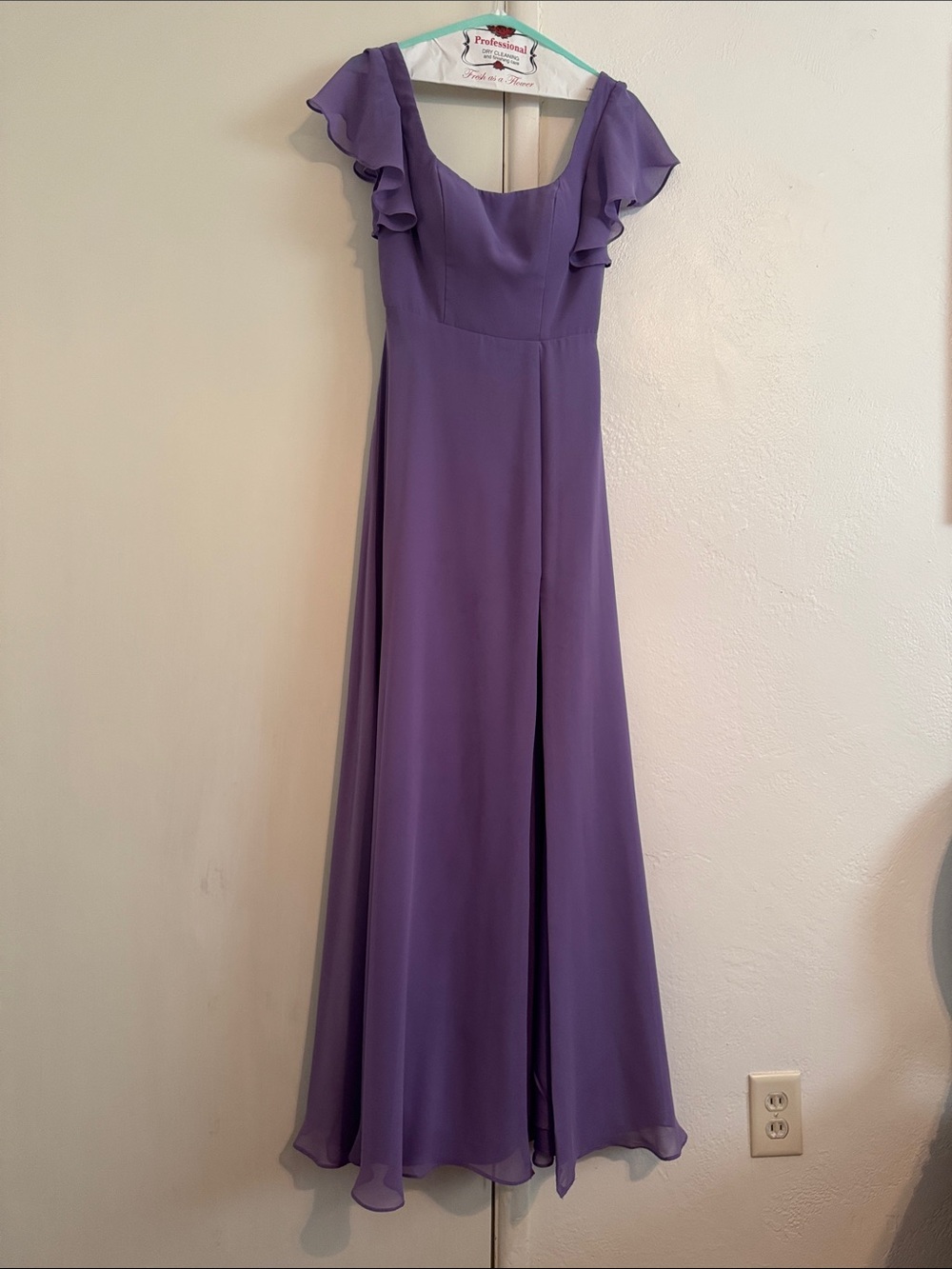 Azazie Purple Ruffle-Sleeve Maxi Dress